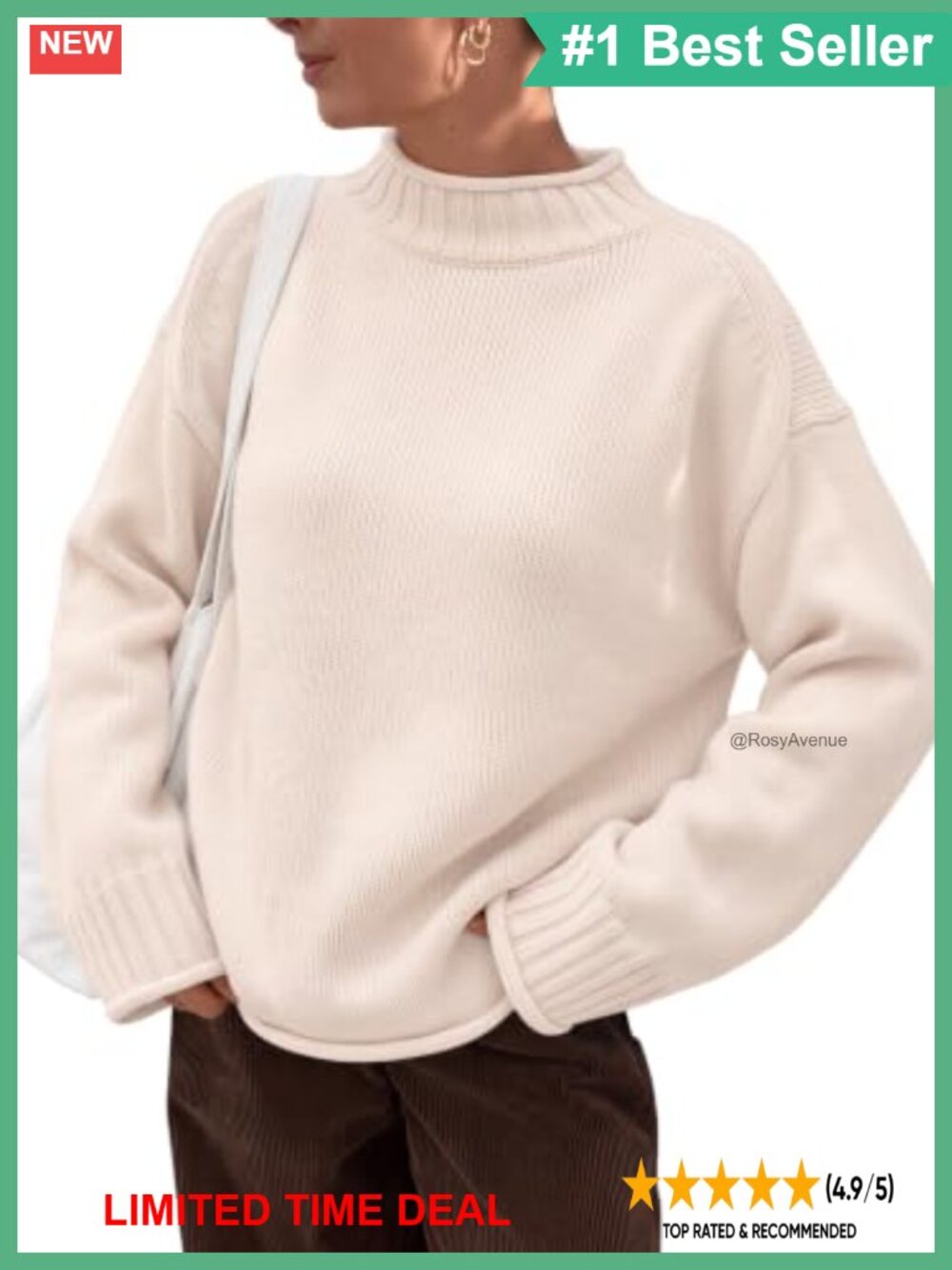 Mock Neck Knit Pullover Sweater Cotton Blend Fall Outfit